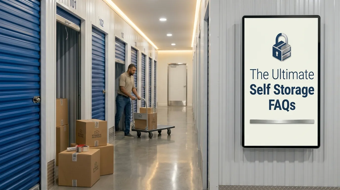 Person packing household items and boxes while preparing for a self storage rental